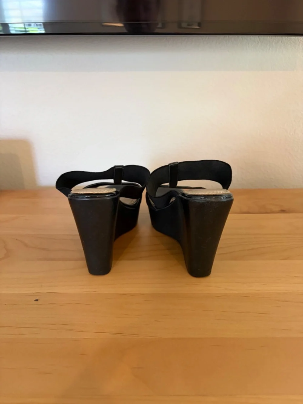 Black wedge sandals